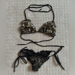 Sequined Black & Gold Bikini